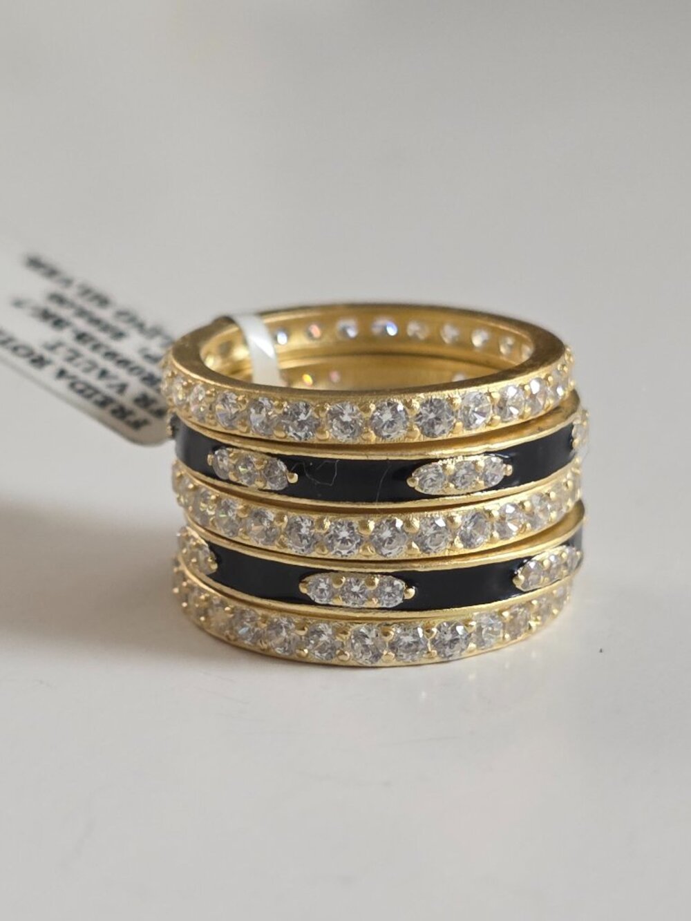 Freida Rothman Gold Plated Two Tone 5-Stack Ring - Picture 2 of 12
